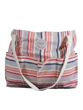 NEW! SALT LIFE Utopia Sea Side Stripe Multi-Pocket Cotton Twill Tote Papaya.